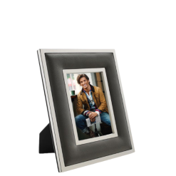 Portafoto 13x18 acciao inox e pelle grigio scuro
