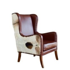 Poltrona in pelle e legno di Teak