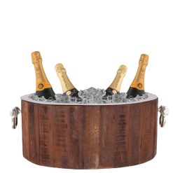 Secchio champagne legno e acciaio cromato