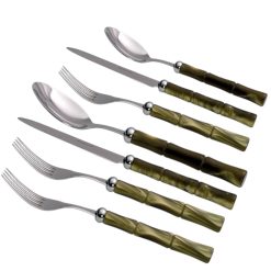 Servizio posate 6 persone Bamboo Verde Oliva Rivadossi