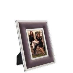 Portafoto 13x18 acciao inox e pelle prugna