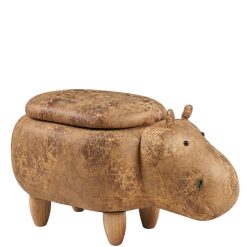 Pouf Imbottito Ippopotamo Marrone con contenitore