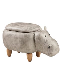 Pouf Imbottito Ippopotamo Bianco con contenitore